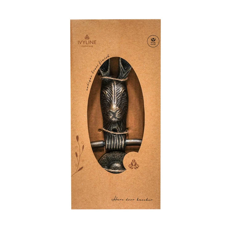 Ivyline Cast Iron Hare Door Knocker Antique Brass-Beaumonde