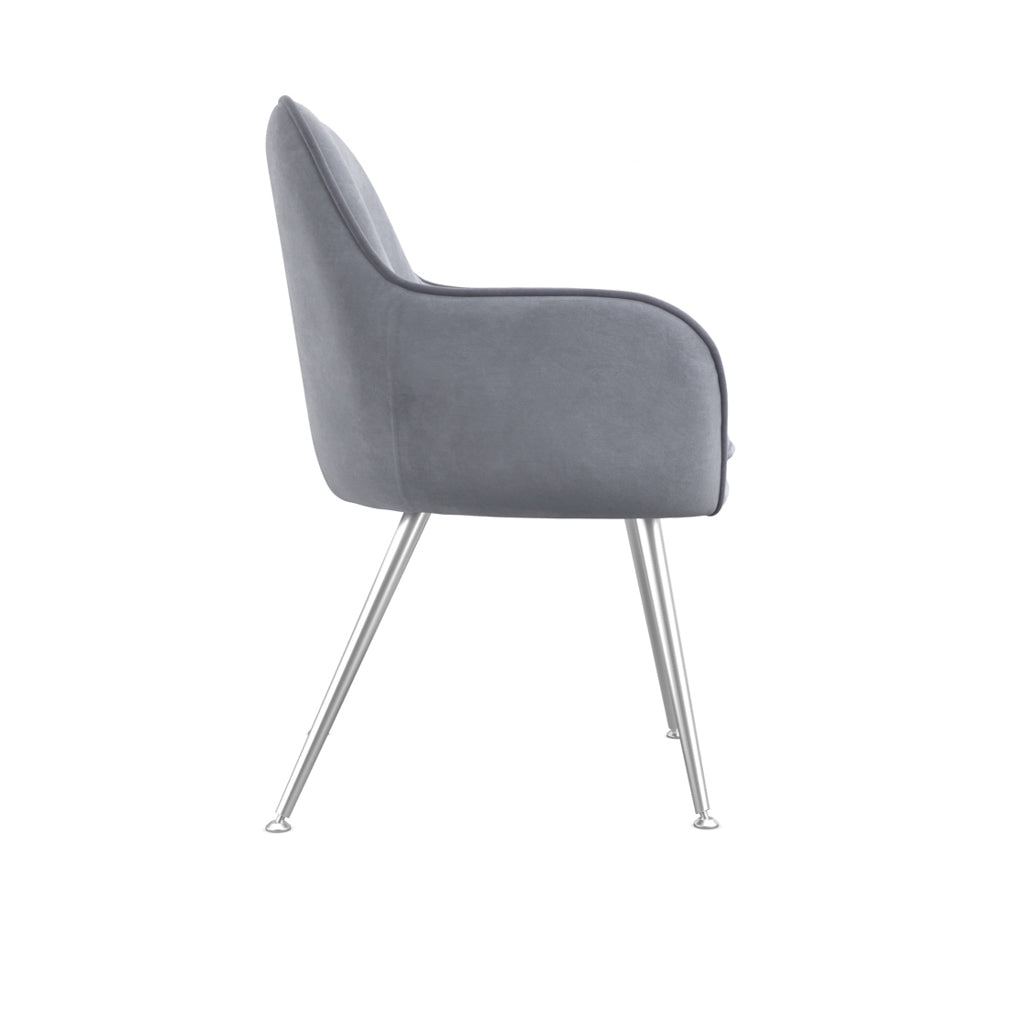 HO+ME Arrone Dining Set of Two Dining Chairs in Grey Velvet 2