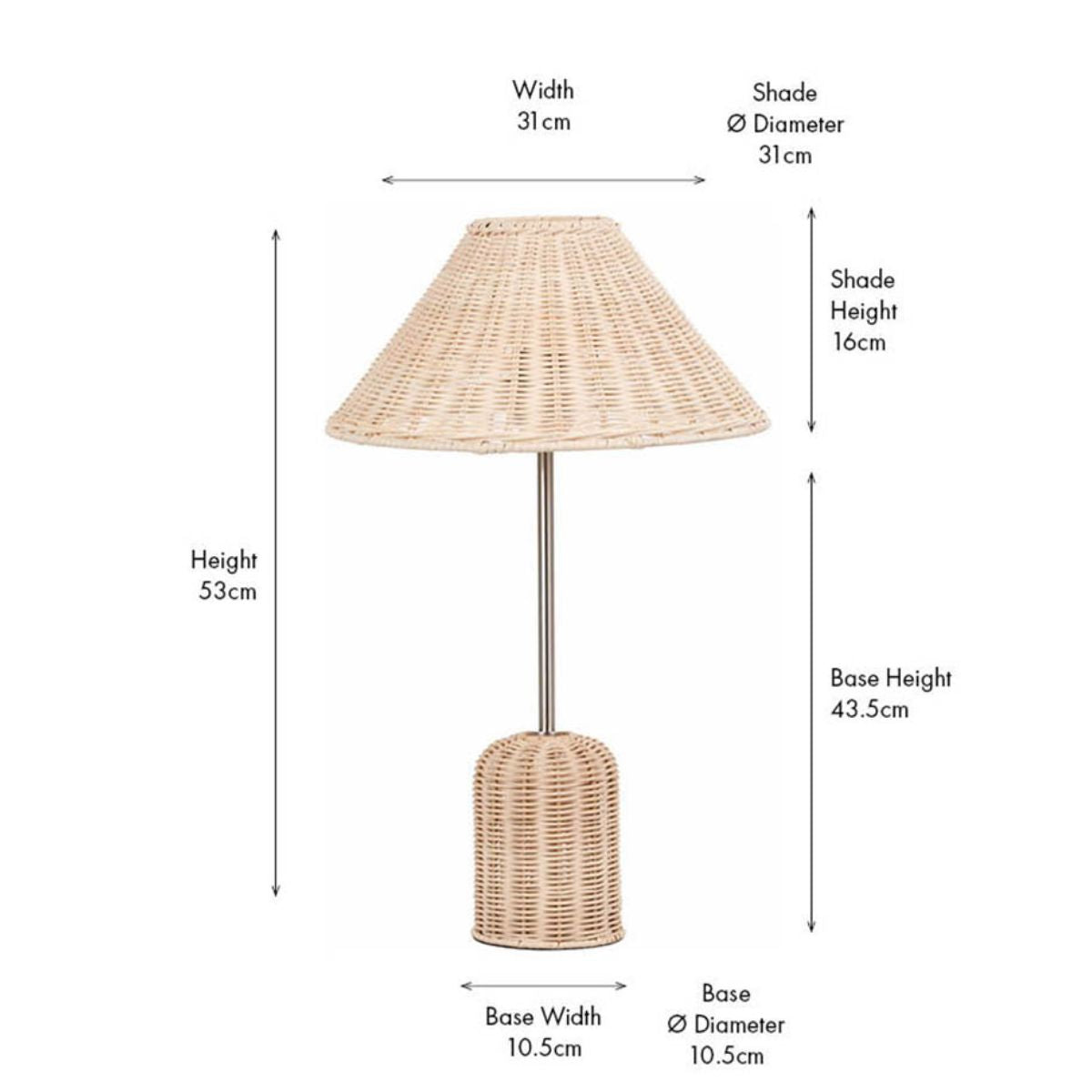 Pacific Lifestyle Hali Rattan Base and Shade Table Lamp