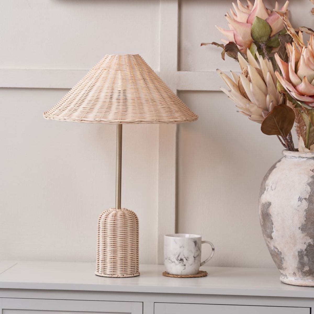 Pacific Lifestyle Hali Rattan Base and Shade Table Lamp
