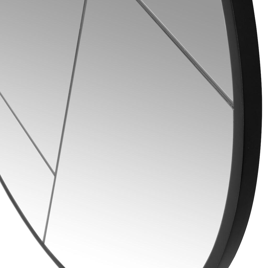 Halstone Minimalist Round Geometric Wall Mirror - Black-Beaumonde