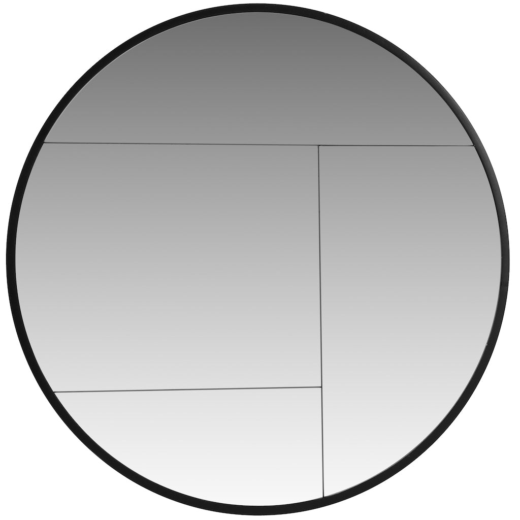 Halstone Minimalist Round Geometric Wall Mirror - Black-Beaumonde