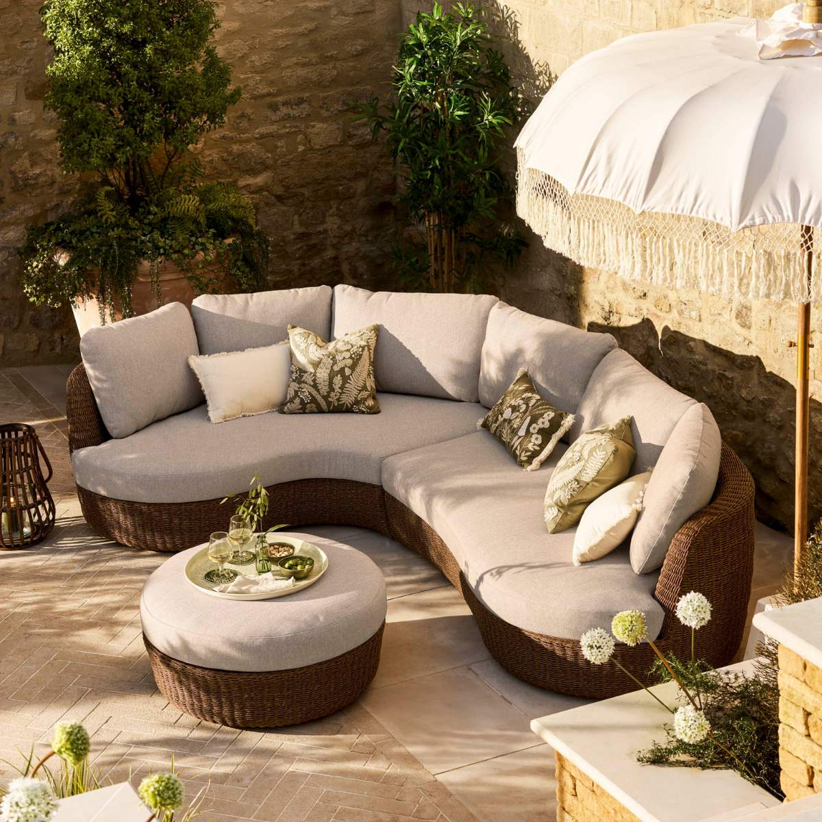 Garden Trading Hambridge Curved Corner Sofa Set Dark Natural