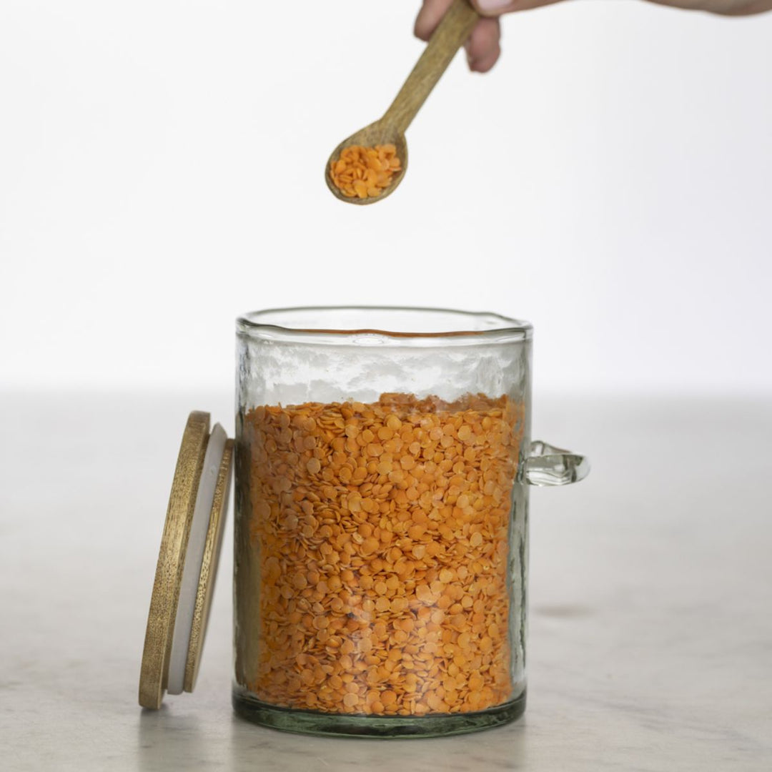 Grand Illusions Hammered Glass Jar With Spoon