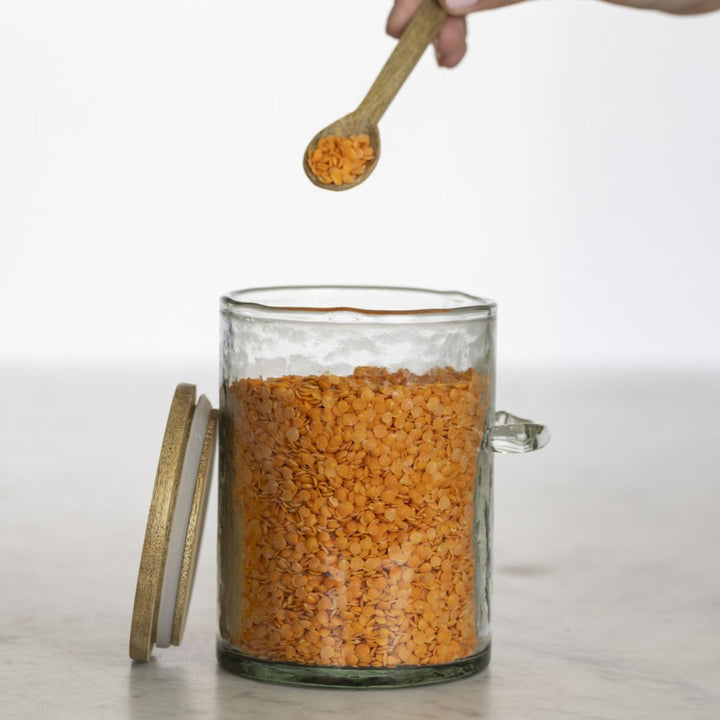 Grand Illusions Hammered Glass Jar With Spoon