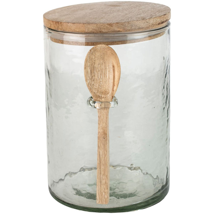 Grand Illusions Hammered Glass Jar With Spoon