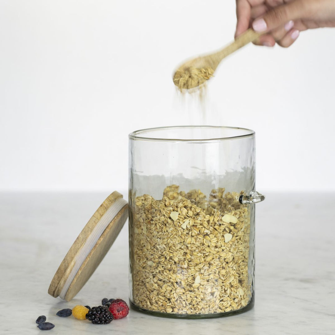 Grand Illusions Hammered Glass Jar With Spoon