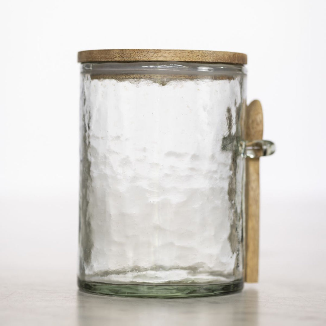 Grand Illusions Hammered Glass Jar With Spoon
