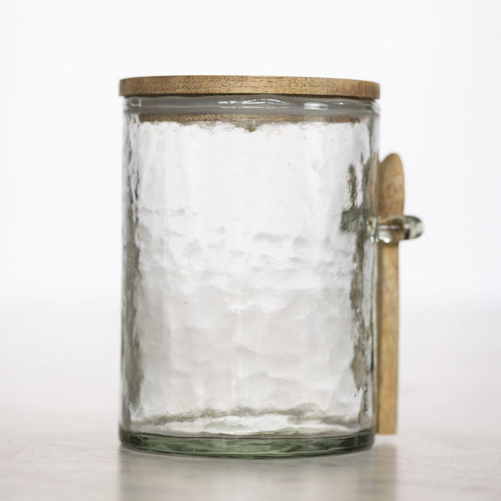 Grand Illusions Hammered Glass Jar With Spoon