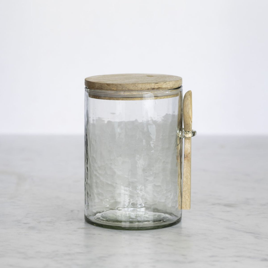Grand Illusions Hammered Glass Jar With Spoon