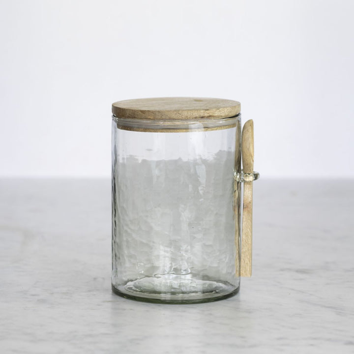 Grand Illusions Hammered Glass Jar With Spoon