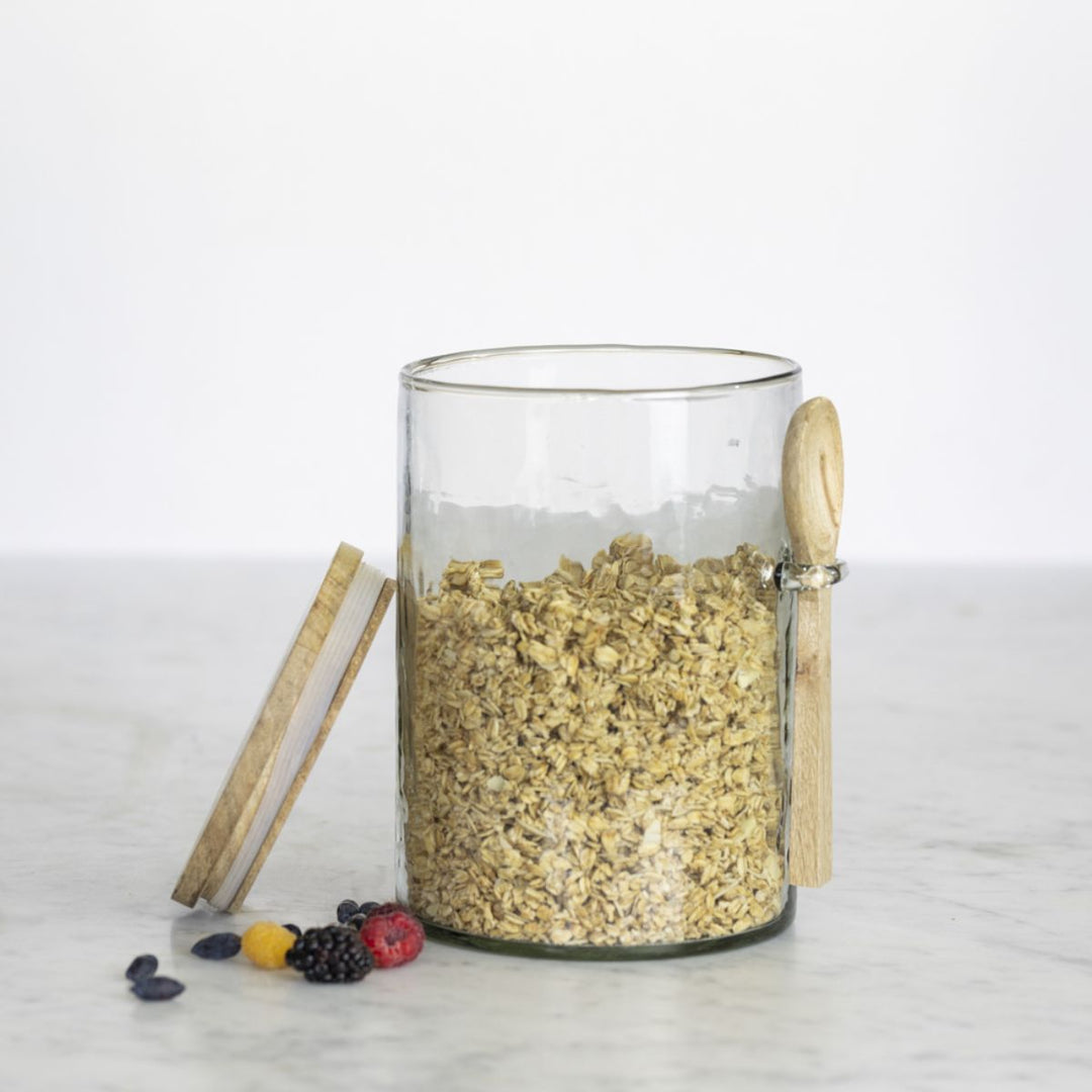 Grand Illusions Hammered Glass Jar With Spoon