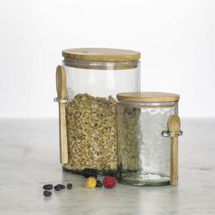 Grand Illusions Hammered Glass Jar With Spoon