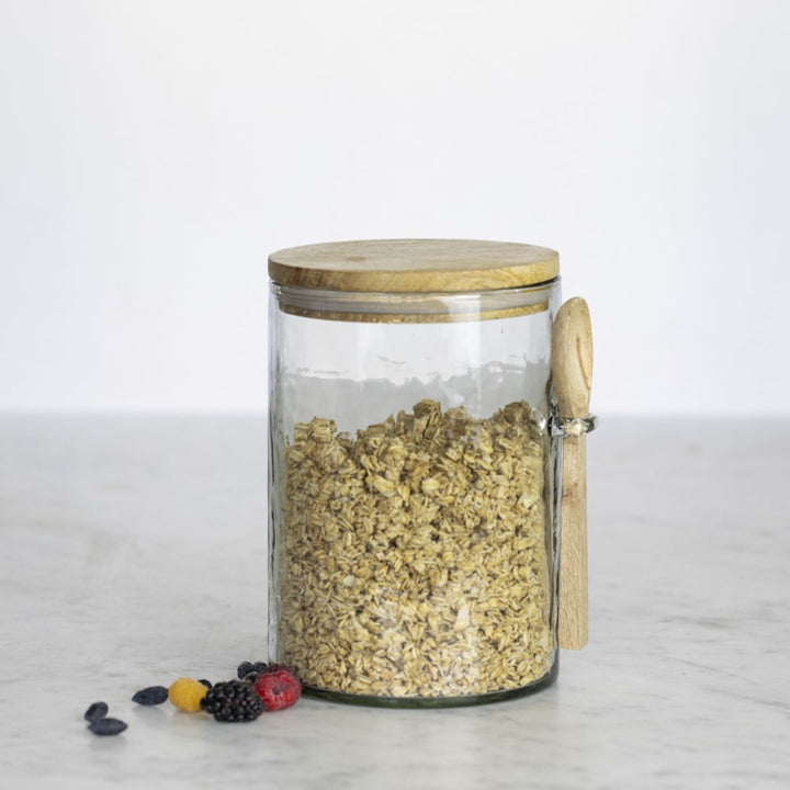 Grand Illusions Hammered Glass Jar With Spoon