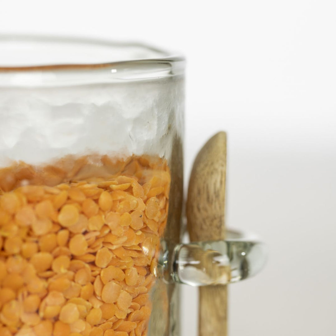 Grand Illusions Hammered Glass Jar With Spoon