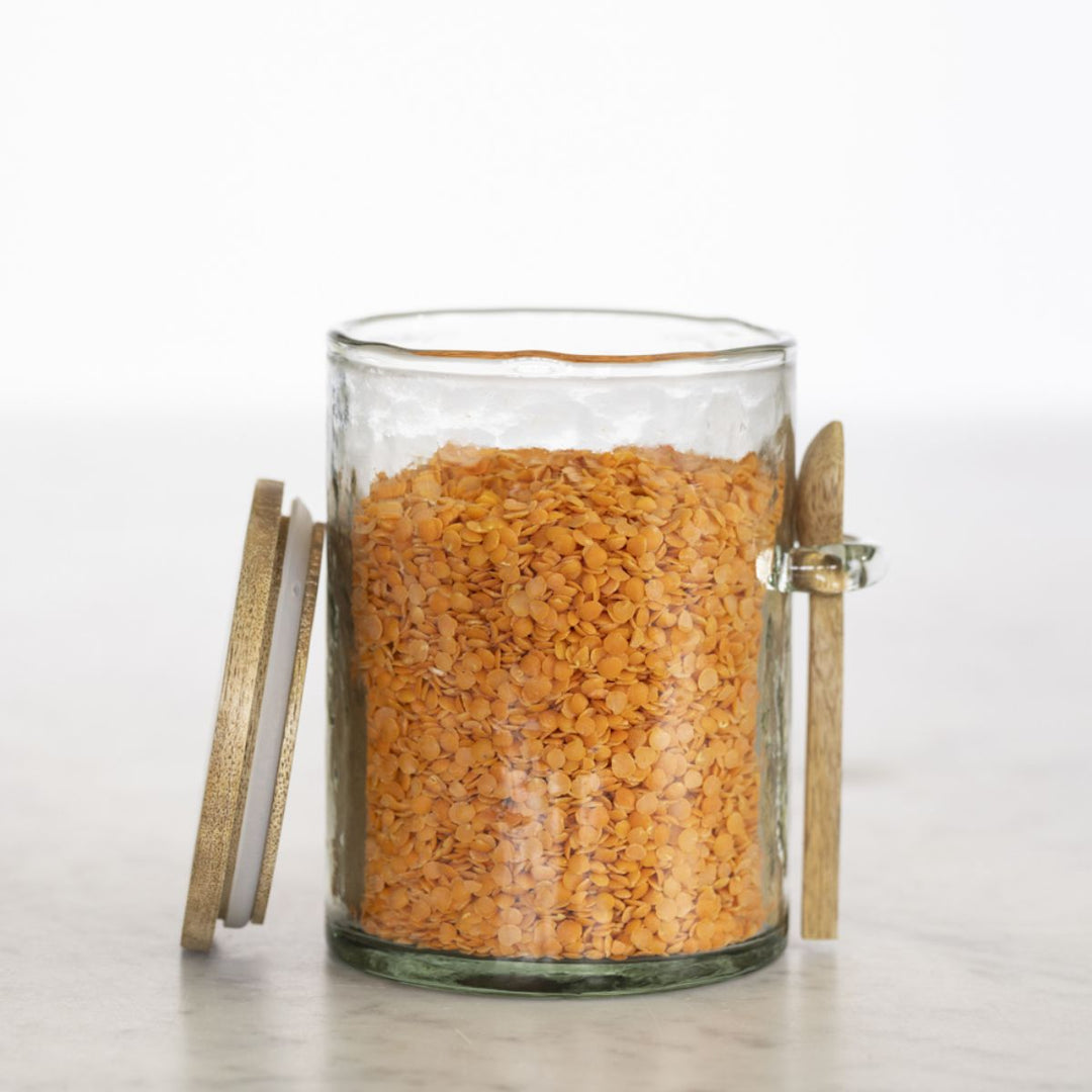 Grand Illusions Hammered Glass Jar With Spoon