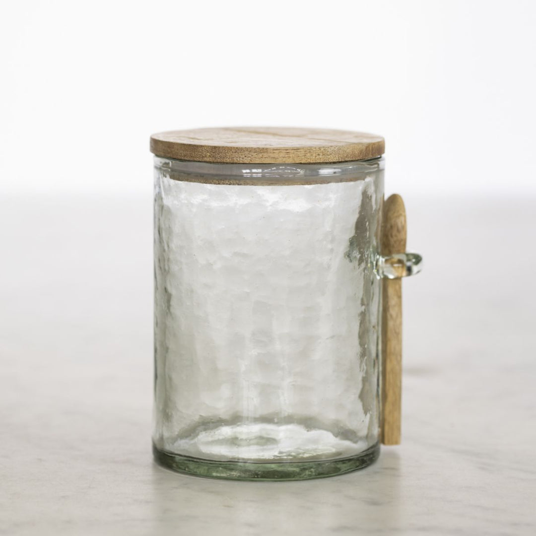 Grand Illusions Hammered Glass Jar With Spoon