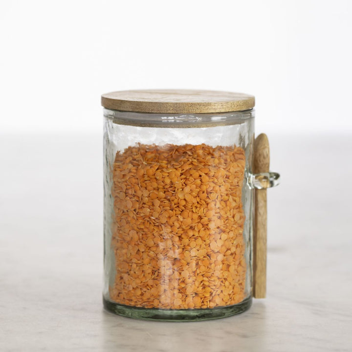 Grand Illusions Hammered Glass Jar With Spoon