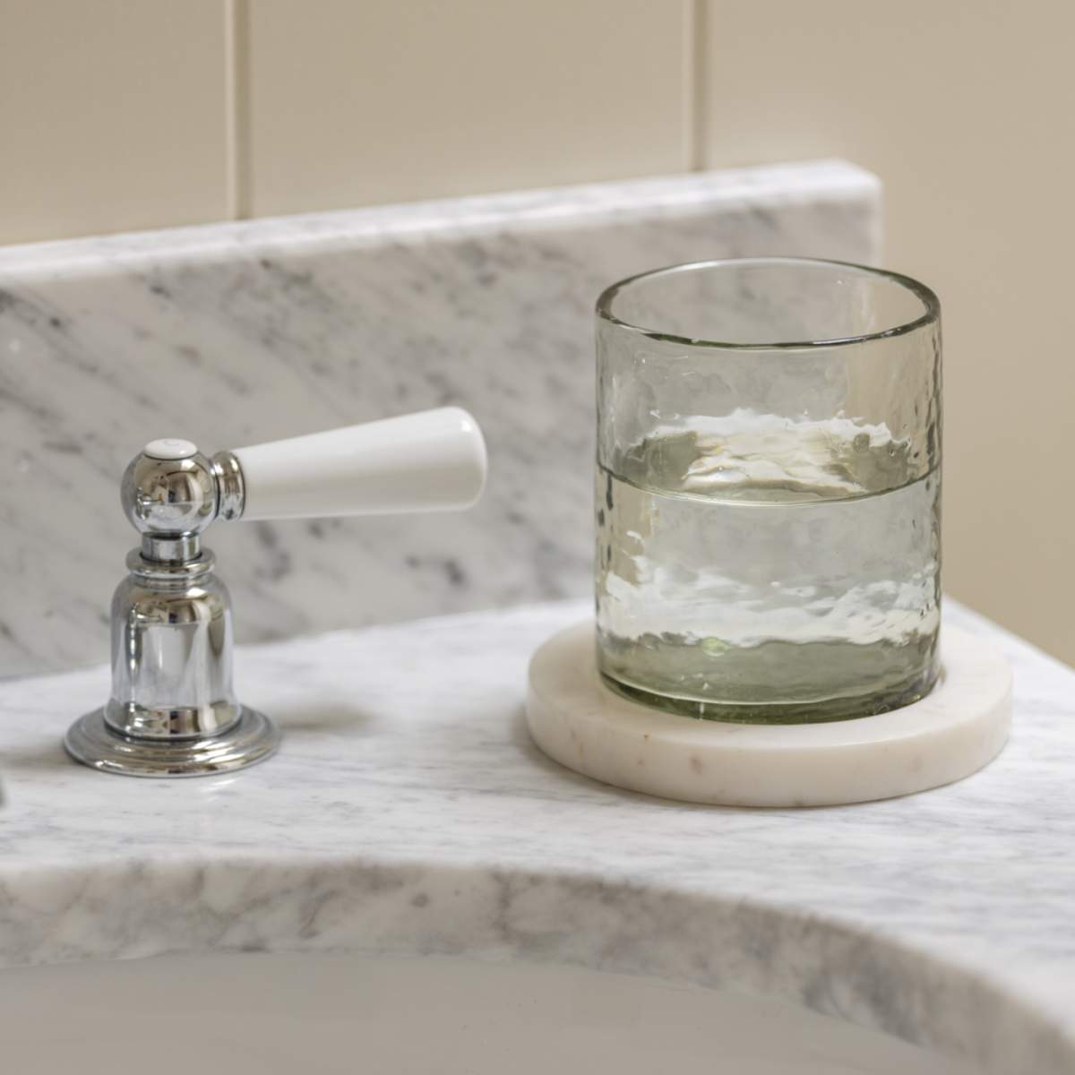 Grand Illusions Hammered Glass Tea Light with Marble Base