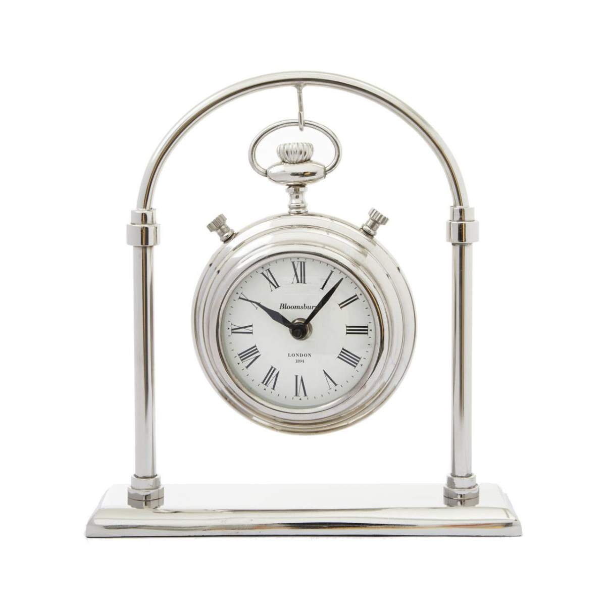 Beaumonde Home Hampstead Small Silver And Antique Brass Mantel Clock