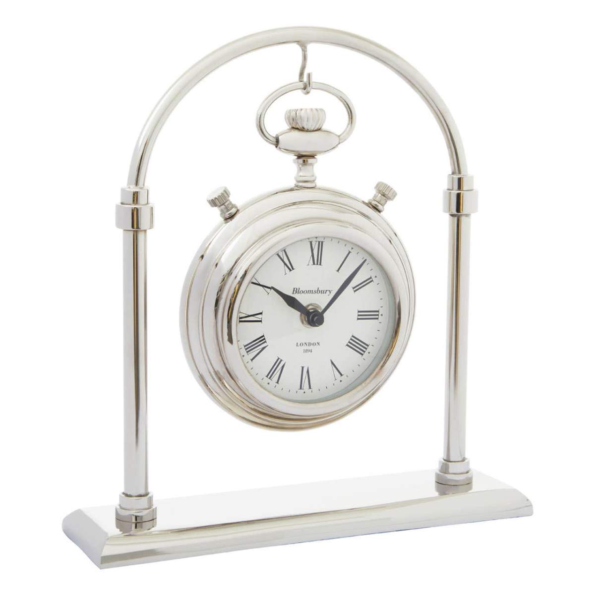 Beaumonde Home Hampstead Small Silver And Antique Brass Mantel Clock