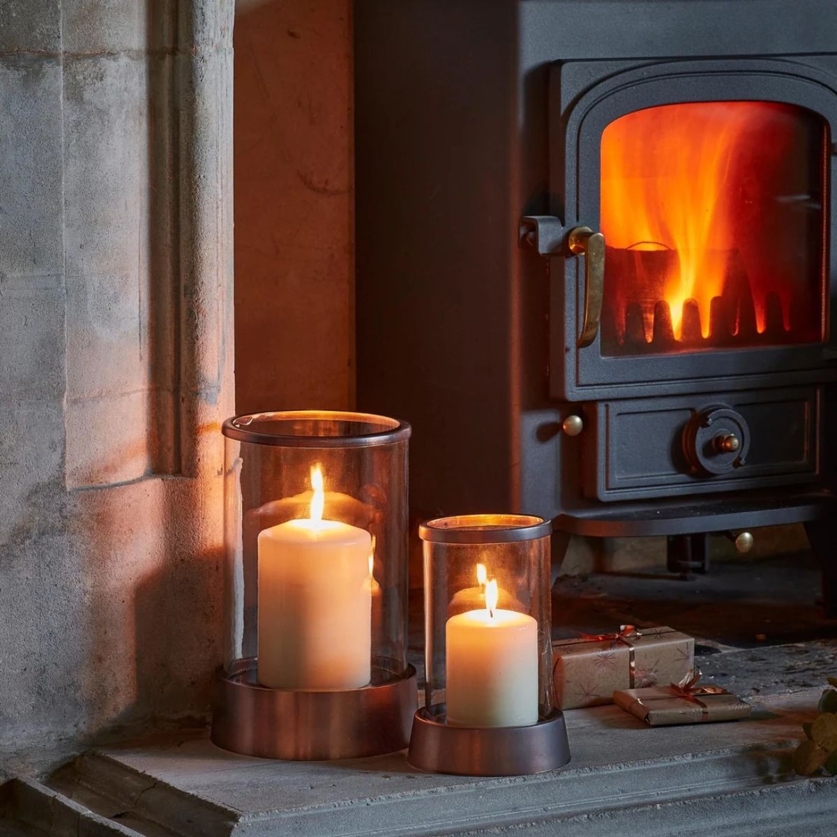 Ivyline Hampton Hurricane Lantern in Copper H40cm W24cm