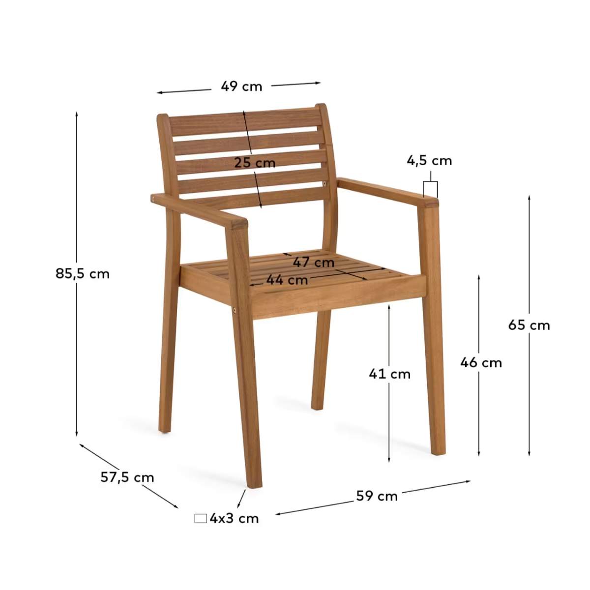 Kave Home Hanzel stackable outdoor chair in FSC 100% solid acacia wood