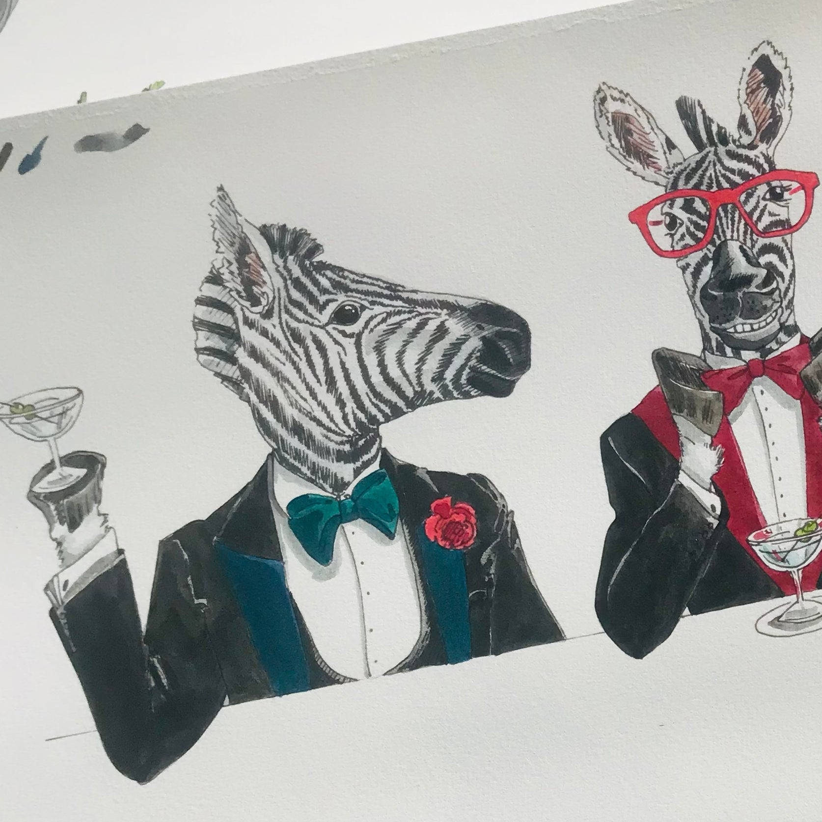 Brand McKenzie Happy Hour Marty Framed Round Art Print with Chalk White Background