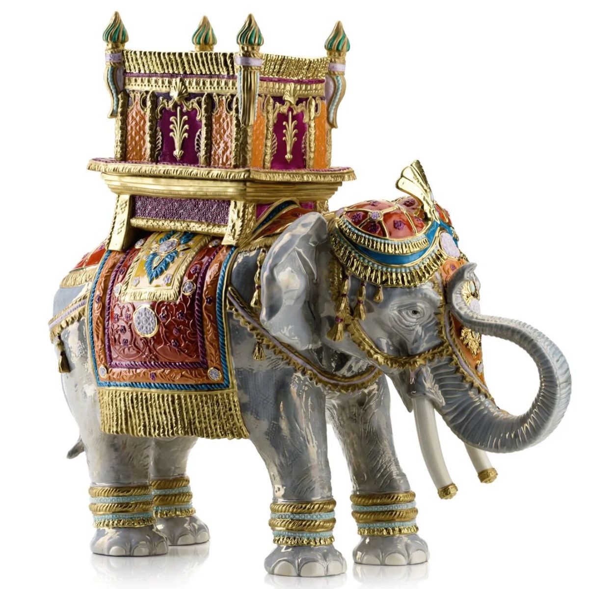 Villari Happy Jaipur Elephant - Mango & Coral