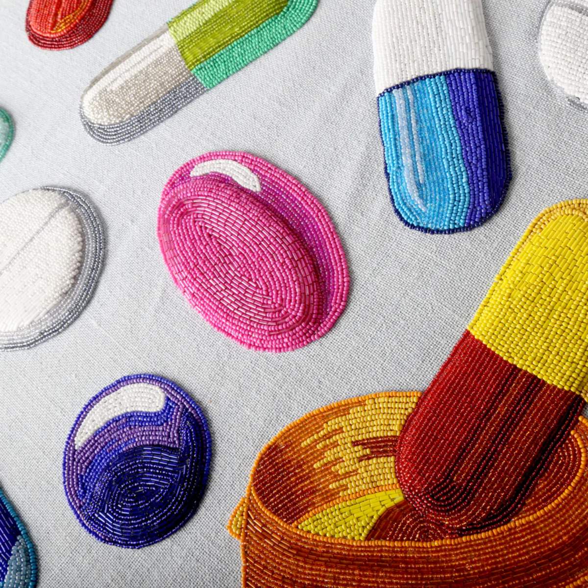 Jonathan Adler Happy Pills Beaded Art
