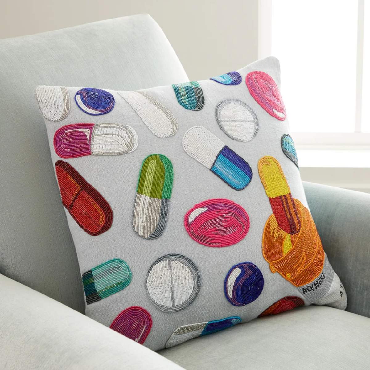 Jonathan Adler Happy Pills Beaded Cushion