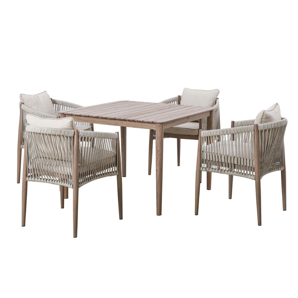Maze Havana Rope Weave 4 Seat Square Dining Set