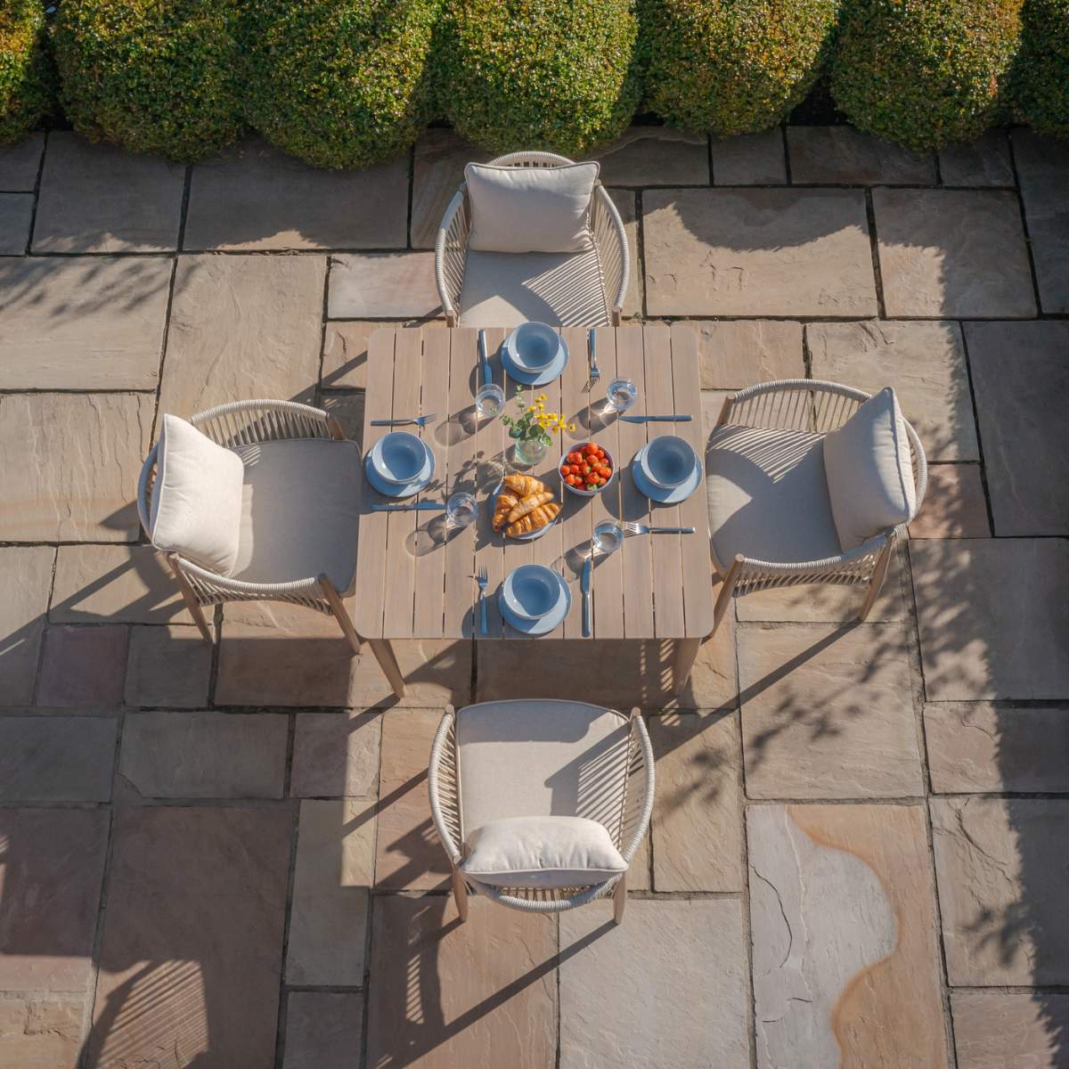 Maze Havana Rope Weave 4 Seat Square Dining Set
