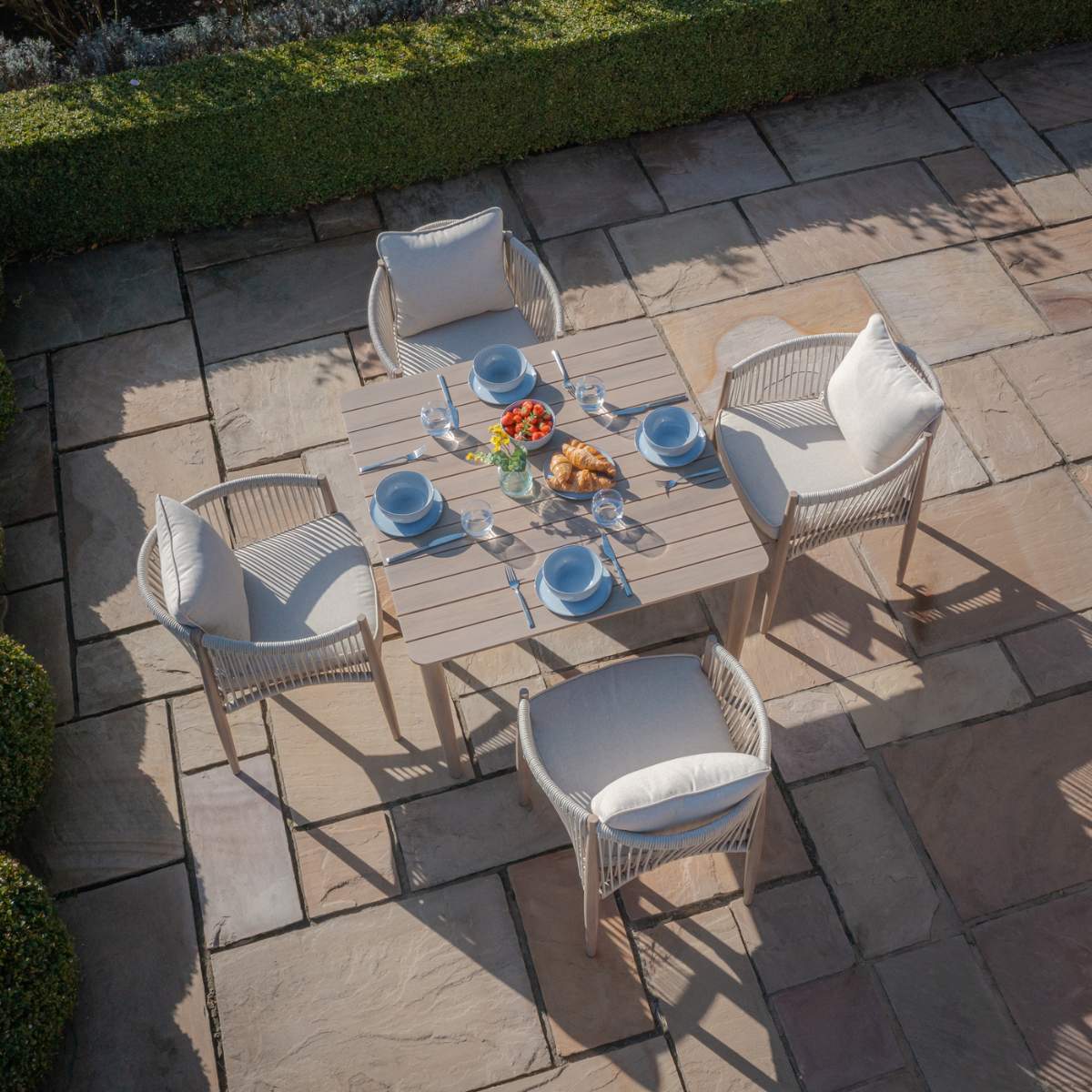Maze Havana Rope Weave 4 Seat Square Dining Set