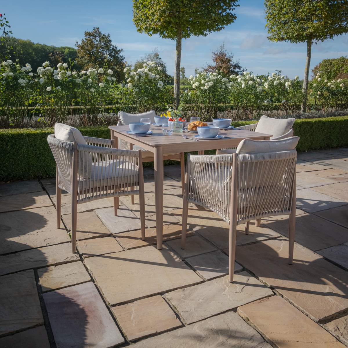 Maze Havana Rope Weave 4 Seat Square Dining Set