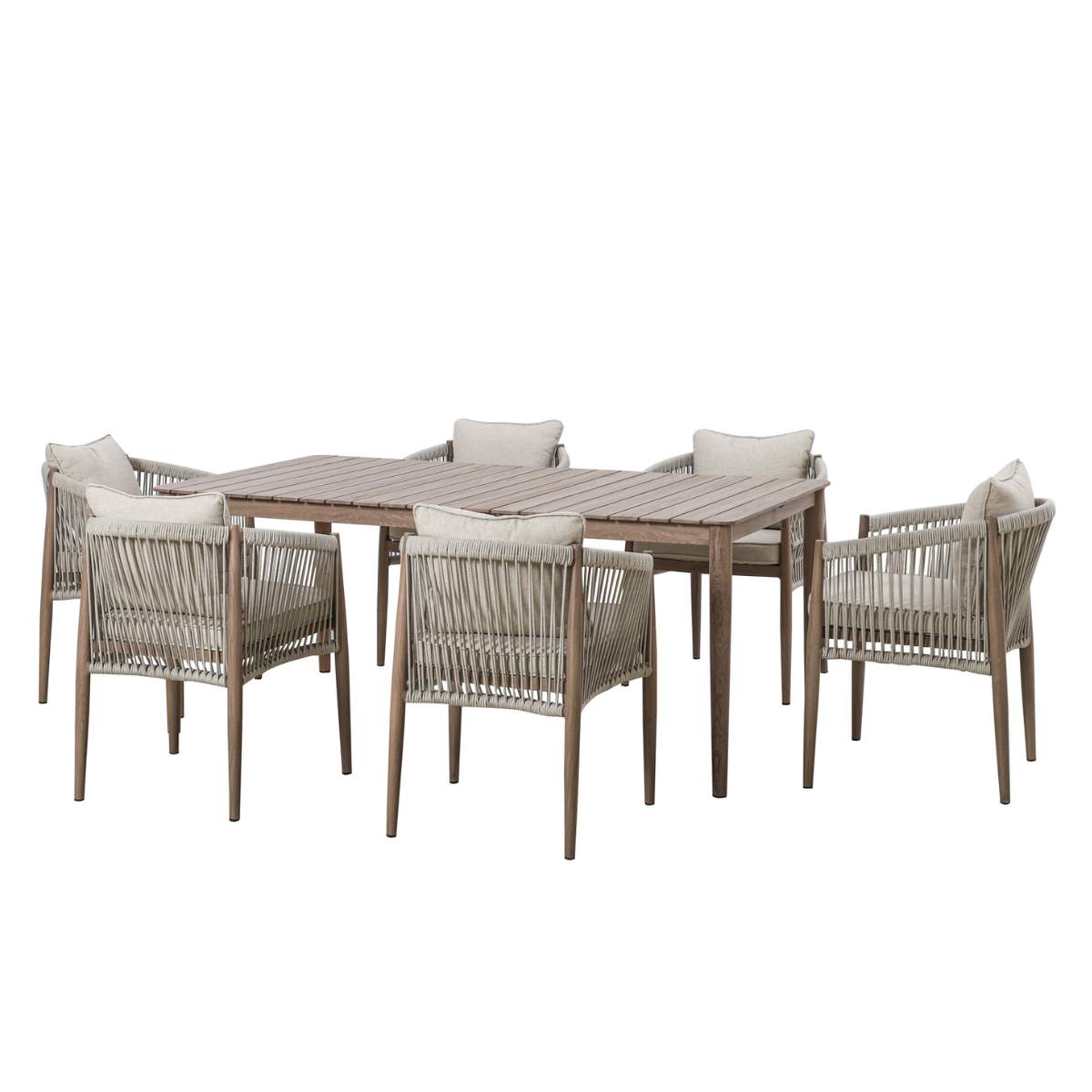 Maze Havana Rope Weave 6 Rectangular Dining Set