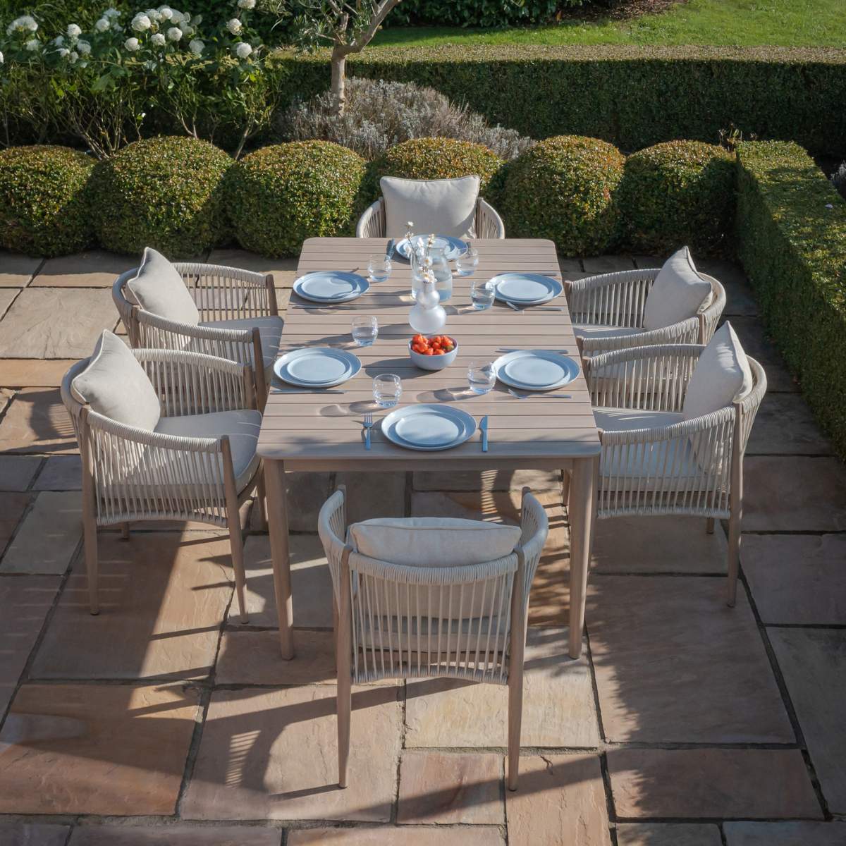 Maze Havana Rope Weave 6 Rectangular Dining Set