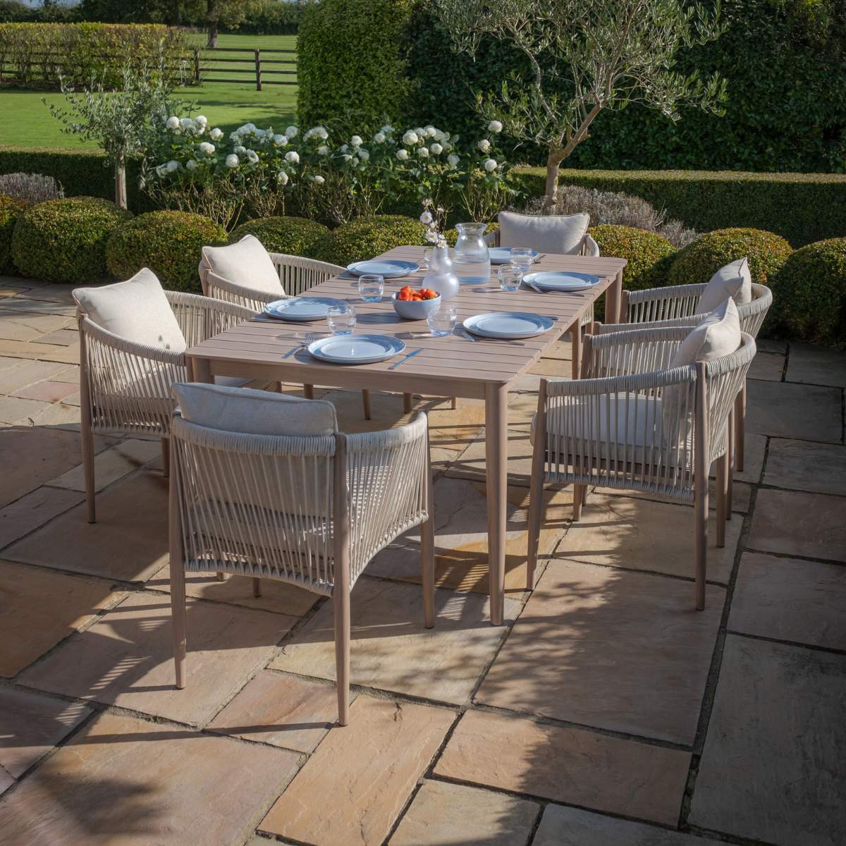 Maze Havana Rope Weave 6 Rectangular Dining Set