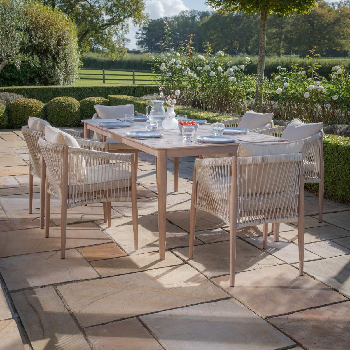 Maze Havana Rope Weave 6 Rectangular Dining Set