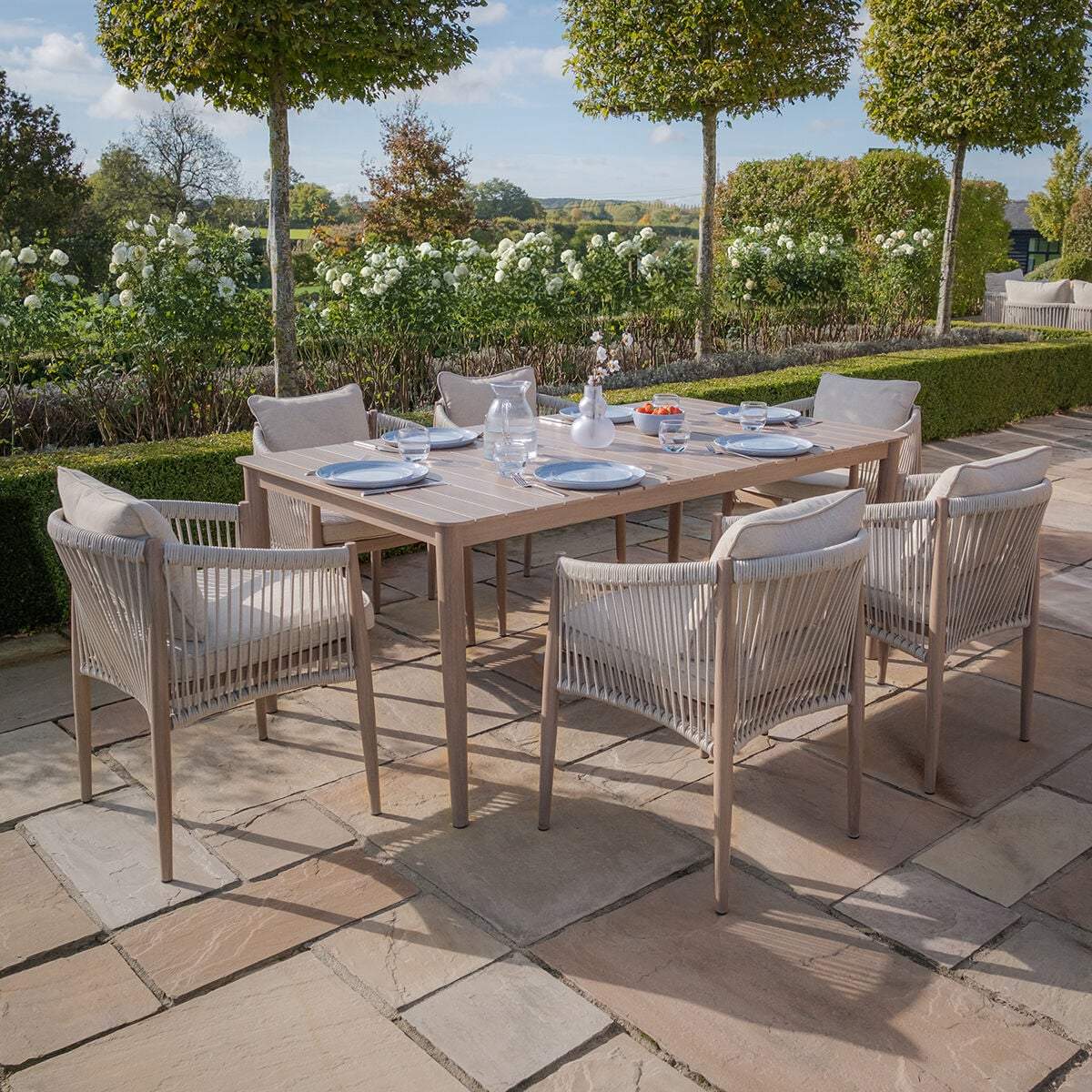 Maze Havana Rope Weave 6 Rectangular Dining Set
