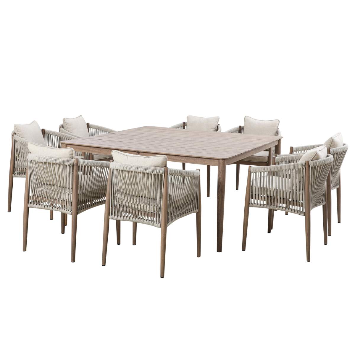 Maze Havana Rope Weave 8 Seat Square Dining Set