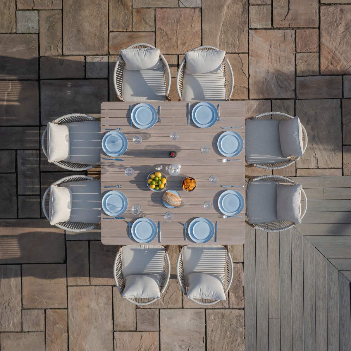 Maze Havana Rope Weave 8 Seat Square Dining Set
