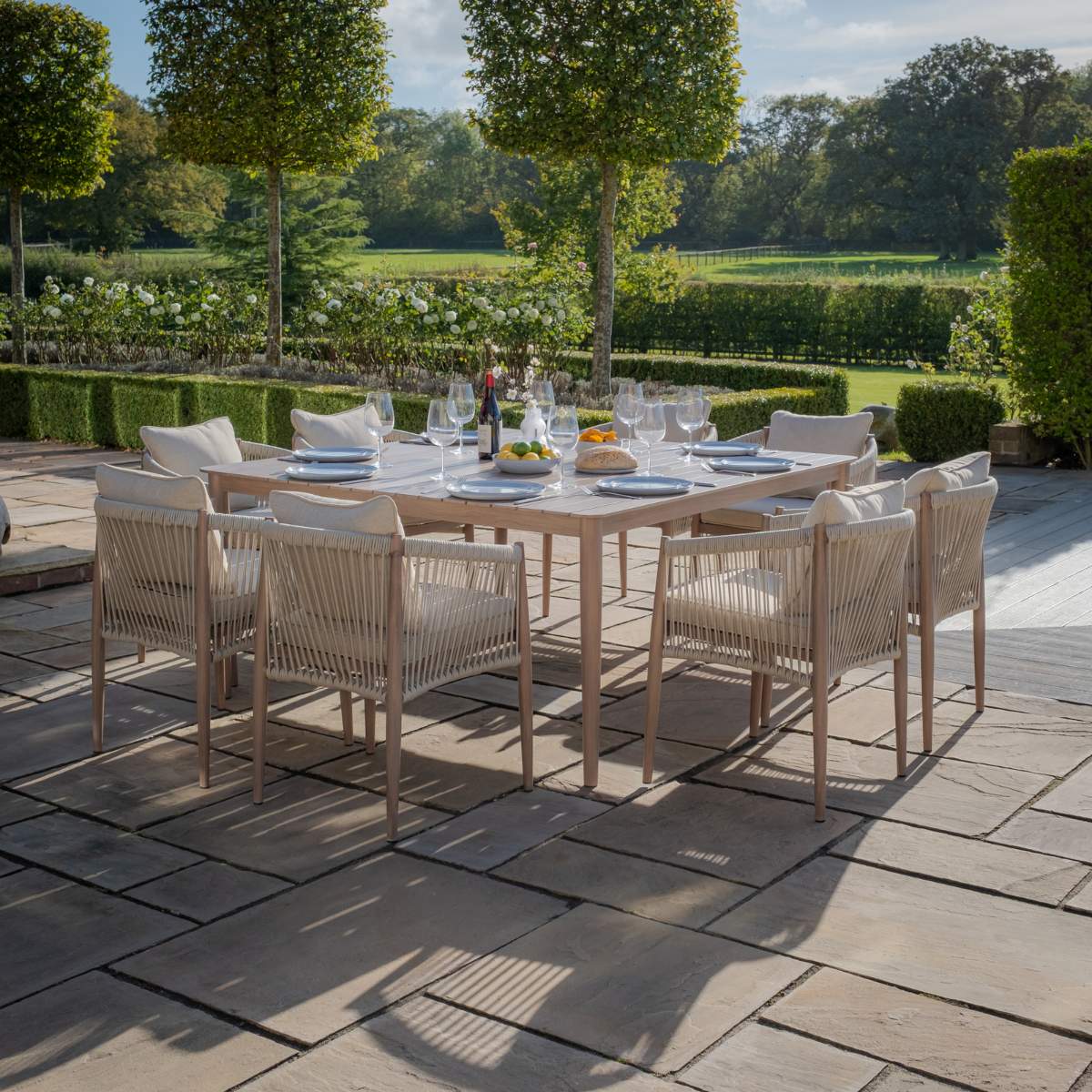 Maze Havana Rope Weave 8 Seat Square Dining Set