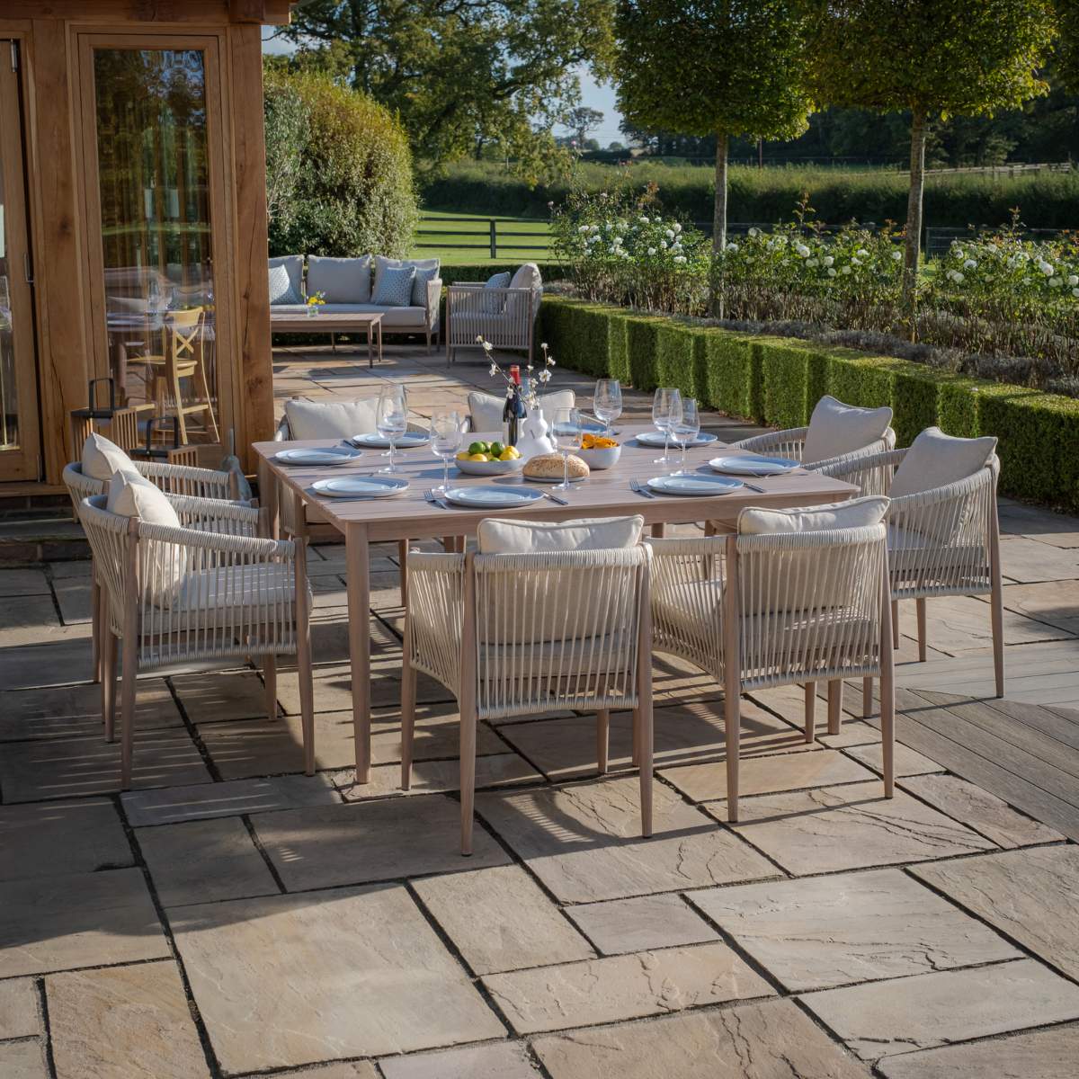 Maze Havana Rope Weave 8 Seat Square Dining Set