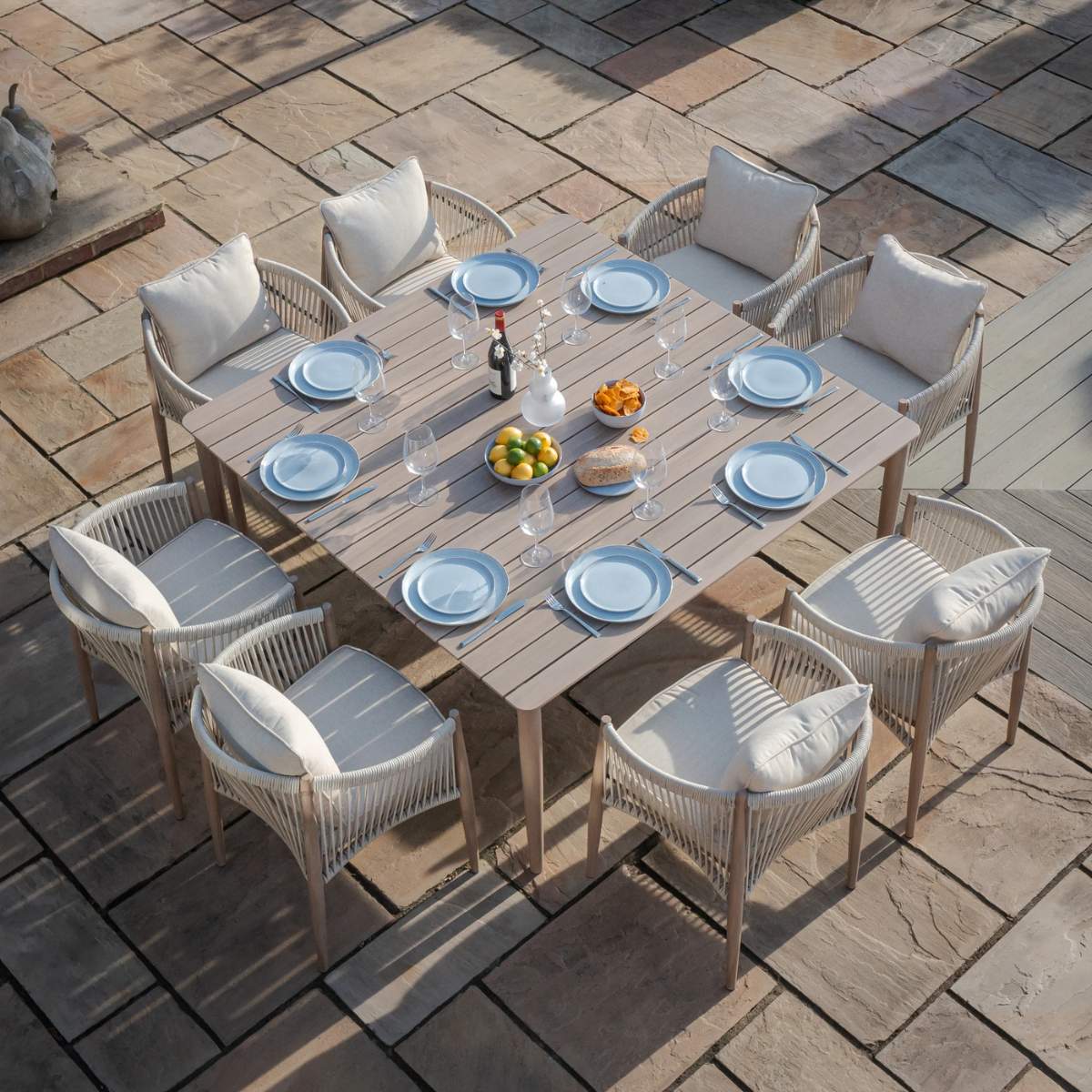 Maze Havana Rope Weave 8 Seat Square Dining Set