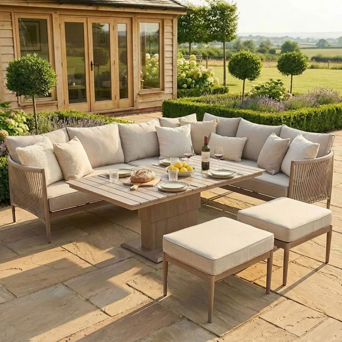 Maze Havana Rope Weave Large Corner Dining Set