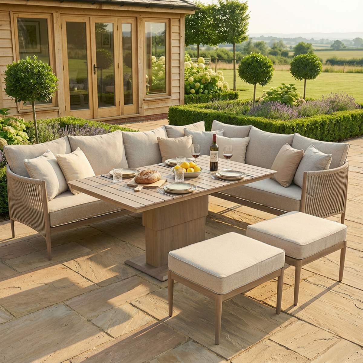Maze Havana Rope Weave Large Corner Dining Set