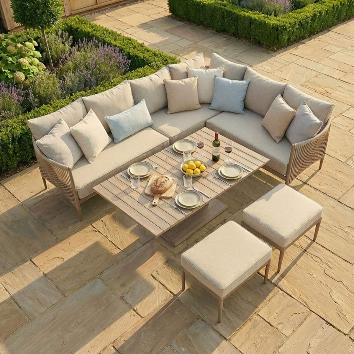 Maze Havana Rope Weave Large Corner Dining Set