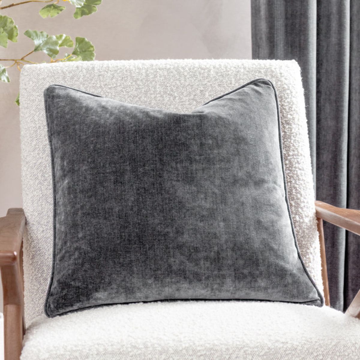 Riva Home Heavy Chenille Piped Cushion Charcoal