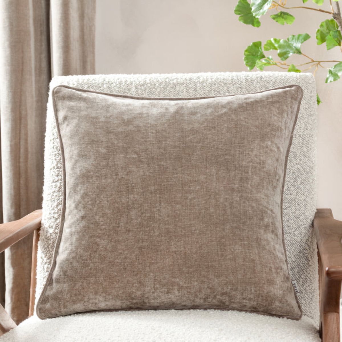 Riva Home Heavy Chenille Piped Cushion Greige